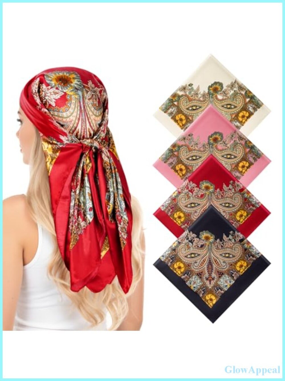 Satin Head Scarf Bandana for Women 35x35 Silk Feel Hair Wraps